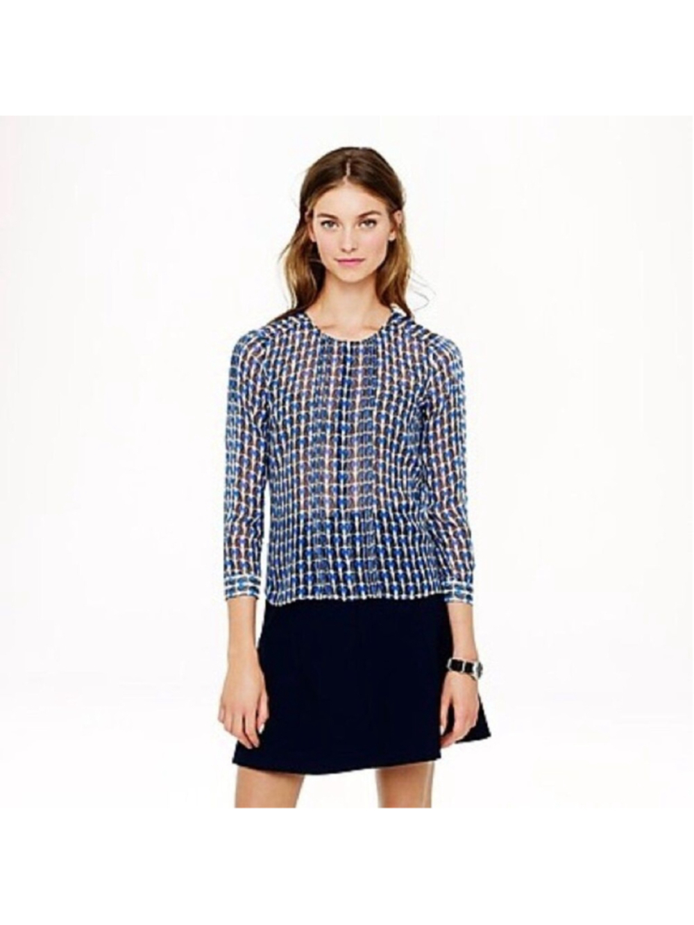J. Crew Deco Shells Sheer Top 10 100% Silk